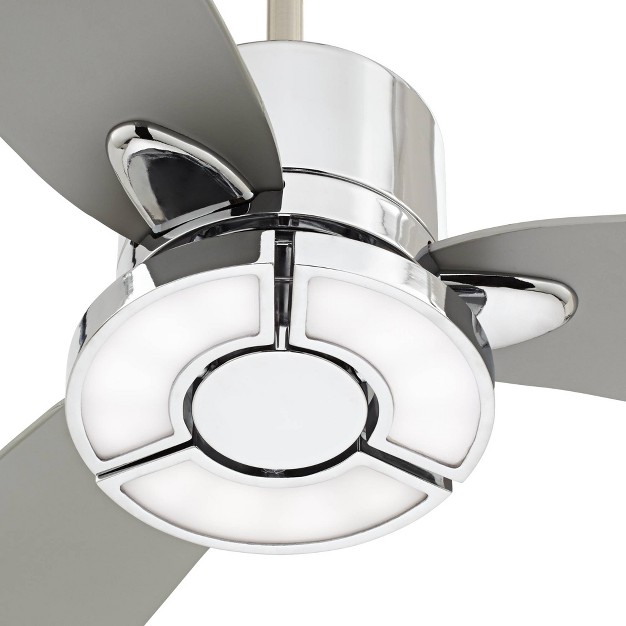 Possini Euro Design Vengeance Modern Indoor Ceiling Fan With Led Light Remote Control Chrome White Diffuser For Living Room Kitchen House Bedroom