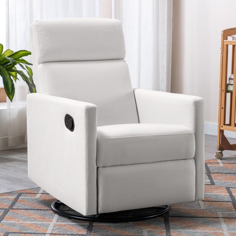 Linen Rocker Plush Seating Glider Swivel Recliner Chair