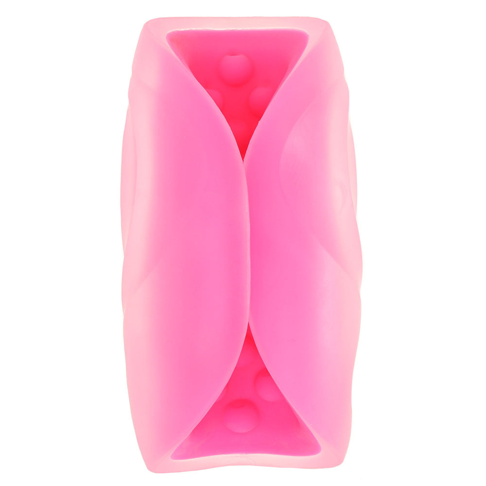 The Gripper Beaded Grip Open Sleeve Masturbator in Pink