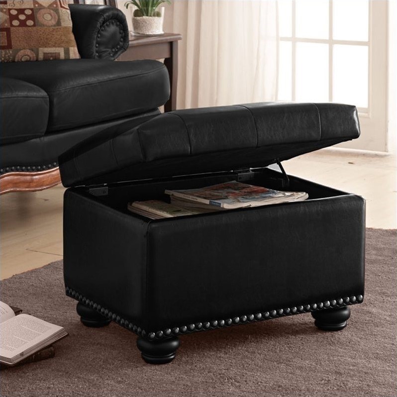 Pemberly Row Black Storage Ottoman   Transitional   Footstools And Ottomans   by Homesquare  Houzz