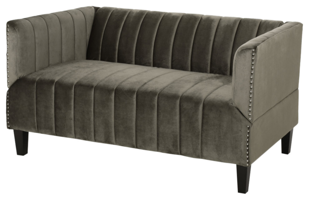 Judson Channel Stitch Velvet Settee   Transitional   Loveseats   by GDFStudio  Houzz