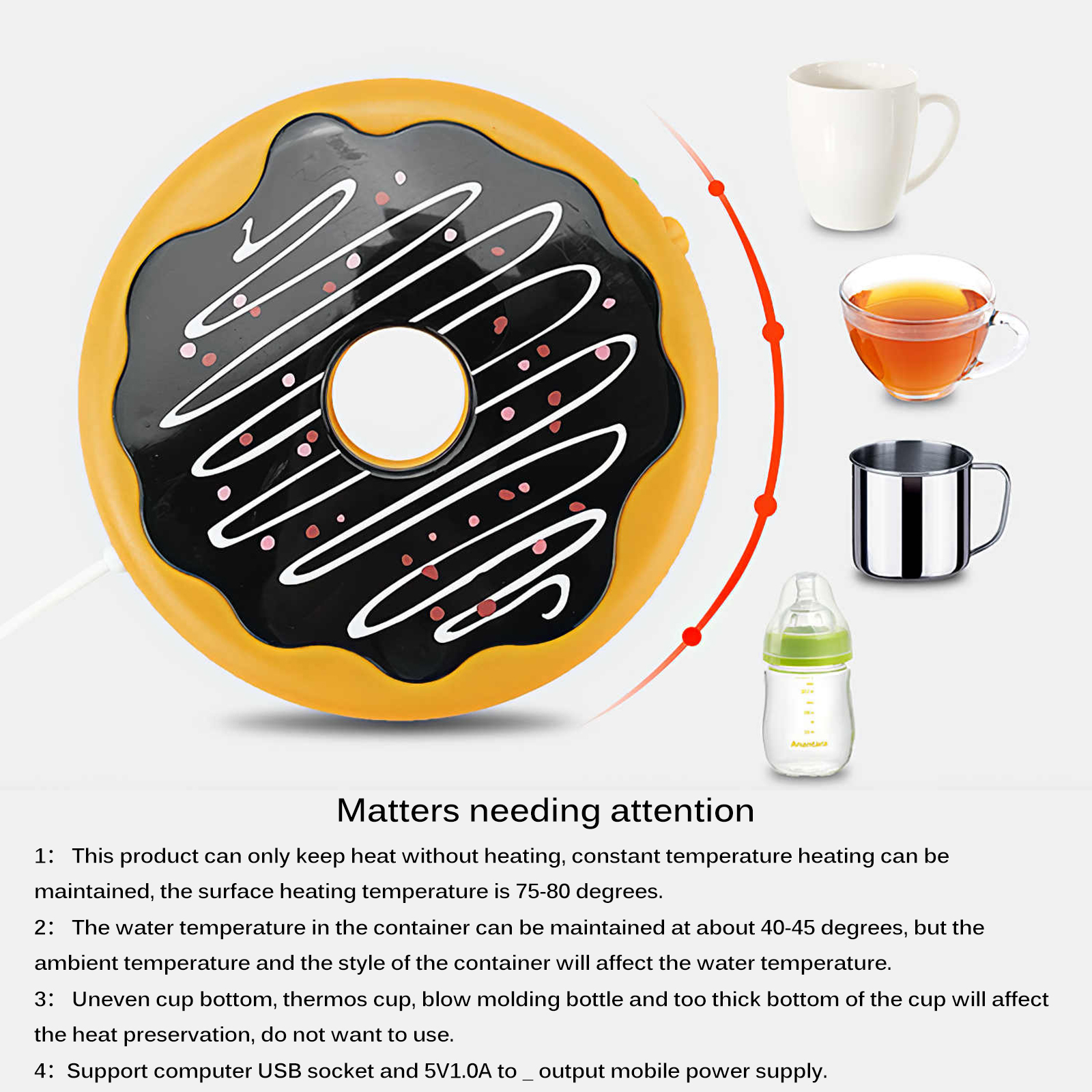 Hi FANCY USB Cup Warmer Coffee Mug Heating Pad Cookie Doughnut Shape Warmer Coaster Electric Cup Heater Coaster Cute Drink Warmer Mat