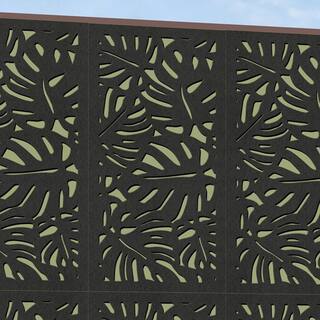 DESIGN VU Tropics 4 ft. x 2 ft. Charcoal Recycled Polymer Decorative Screen Panel Wall Decor and Privacy Panel DVU2406C