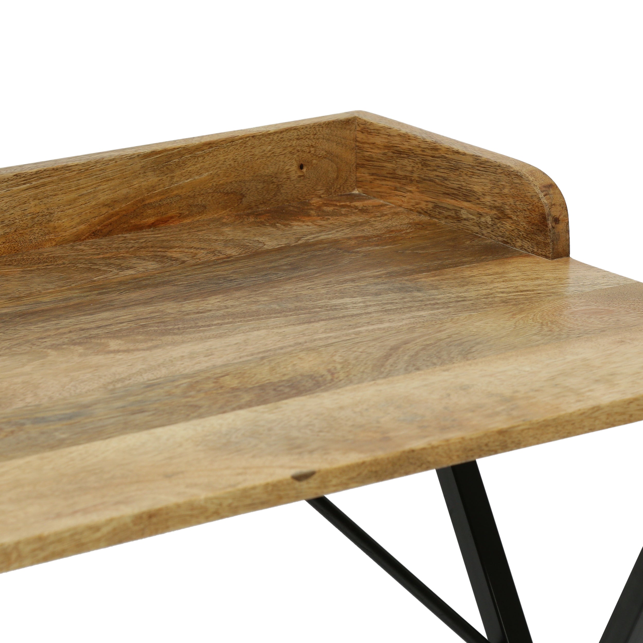 Bellbrook Modern Industrial Handmade Mango Wood Tray Top Console Table, Natural and Black