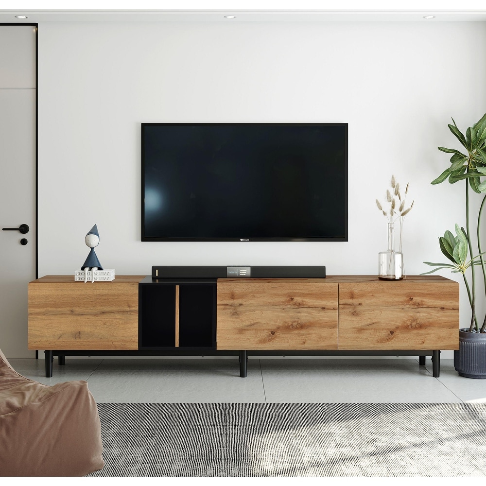 Modern TV Stand TV Console with Storage Cabinets for TVs up to 80\