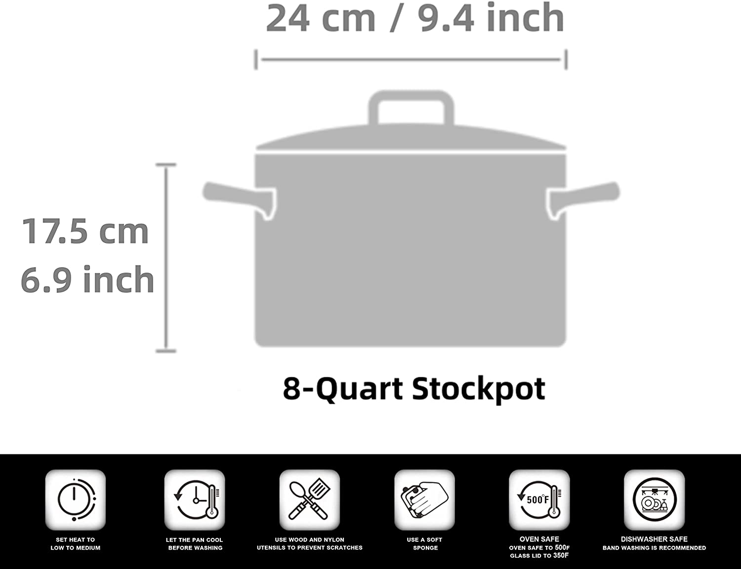 Cooks Standard Classic Lid 8-Quart Stainless Steel Stockpot， Silver，2584