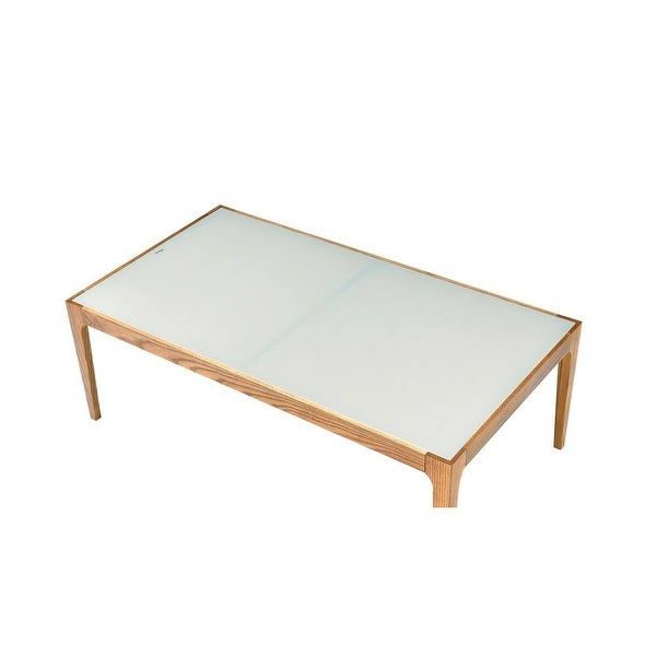 Wood Coffee Table in Natural and Frosted Glass-43