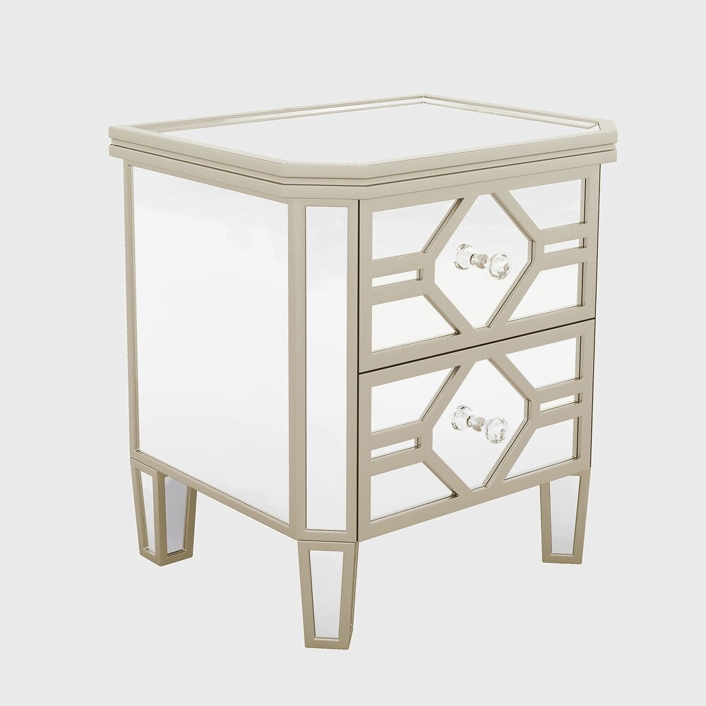 Mirrored 2 Drawer Nightstand