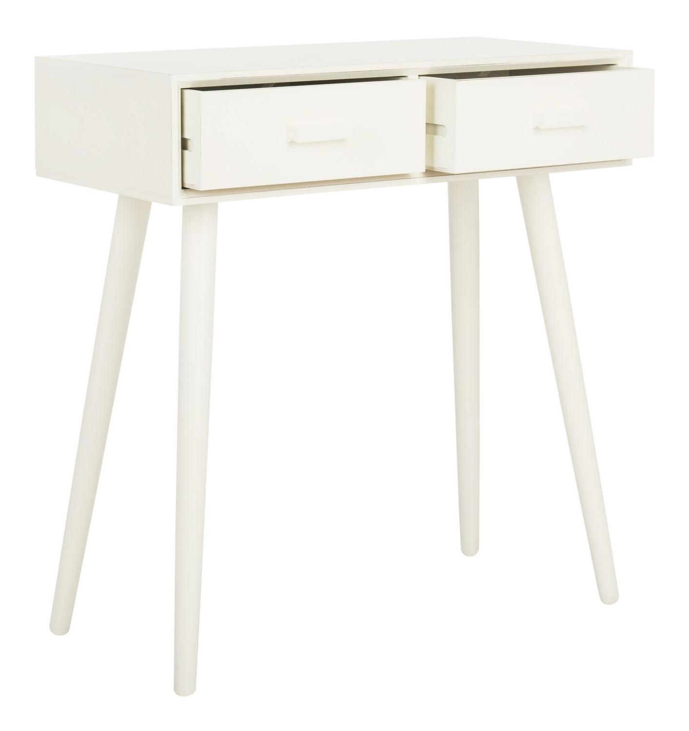 Safavieh Dean 2 Drawer Modern Solid Console Table， Distressed White