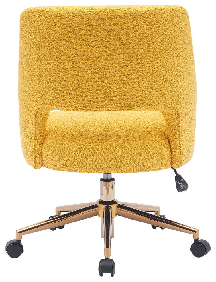 Genevieve Mid Century Modern Office Accent Chair With Wheels  Mustard   Contemporary   Armchairs And Accent Chairs   by WestinTrends  Houzz