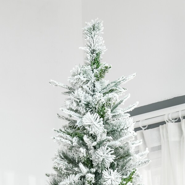 9ft Unlit Snow Flocked Pine Artificial Christmas Tree with Realistic Branches and 1159 Tips