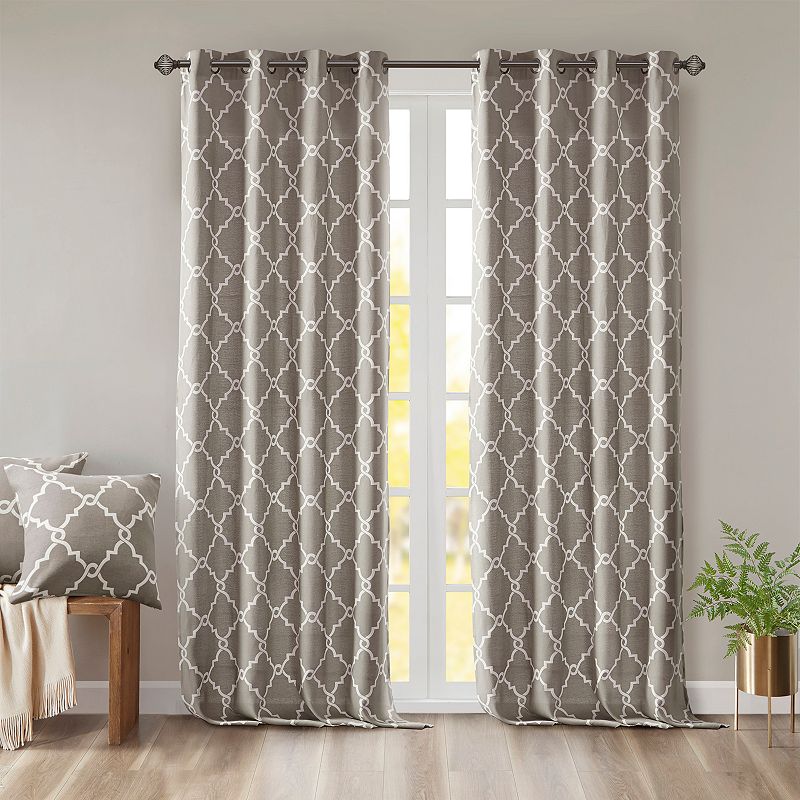 Madison Park 1-Panel Westmont Fretwork Print Light Filtering Window Curtain