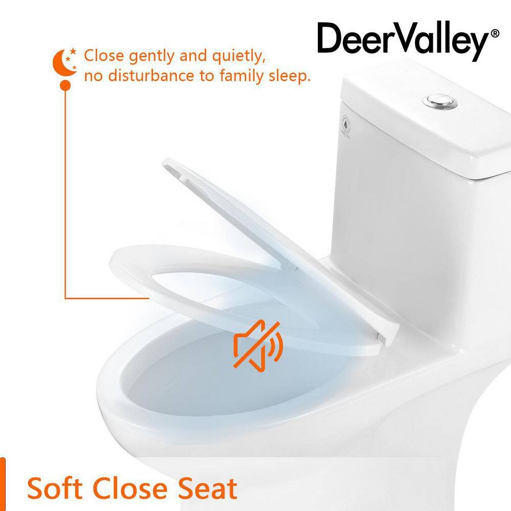 DEERVALLEY Ally 1-Piece 0.81.28 GPF Dual Flush Elongated ADA Comfort Height Toilet in Glossy White Seat Included DV-1F52816