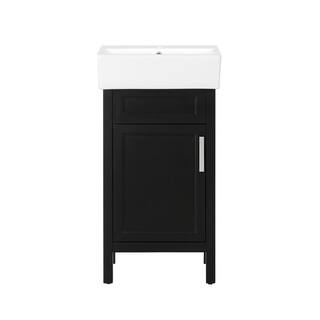 Home Decorators Collection Arvesen 18 in. W x 12.20 in. D x 34.50 in. H Bath Vanity in Espresso with White Ceramic Top Arvesen 18E