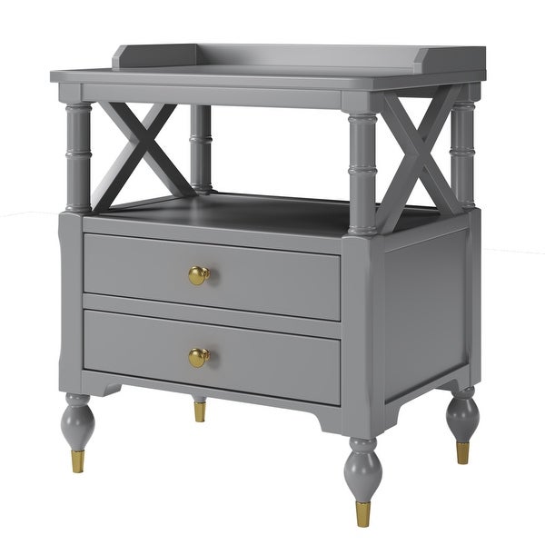 Modern Gray 2 Drawer Nightstand