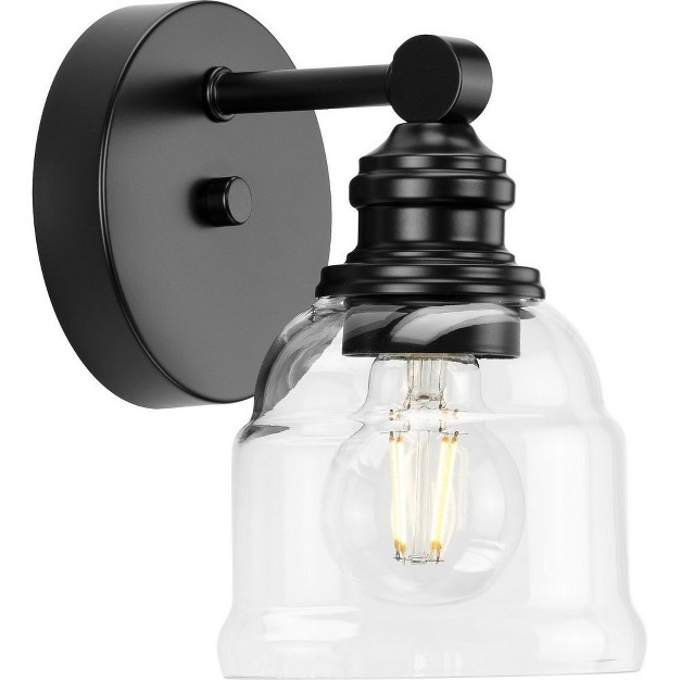 Progress Lighting Ambrose 1 light Wall Sconce Matte Black Clear Glass Shade