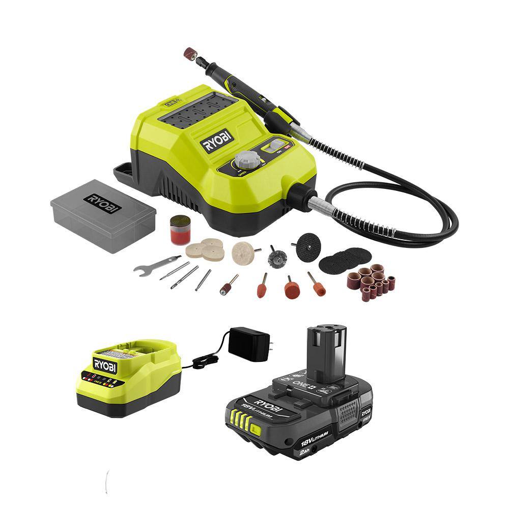 RYOBI ONE+ 18V Cordless Rotary Tool with 2.0 Ah Battery and Charger P460-PSK005