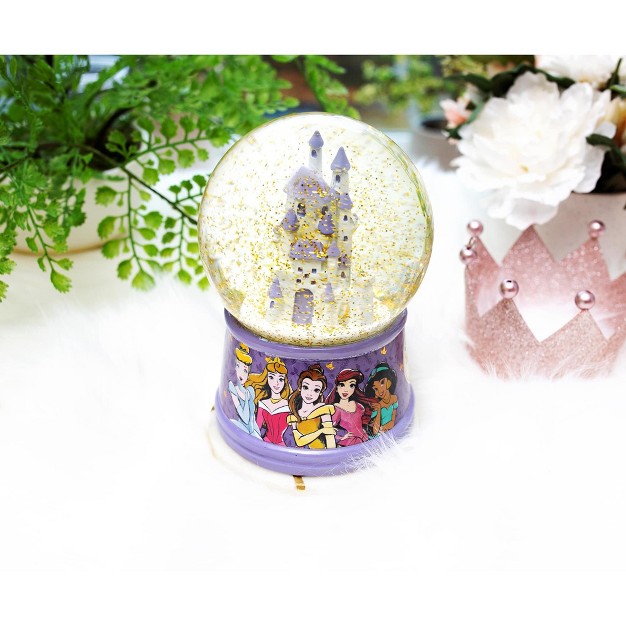 Silver Buffalo Disney Princess Castle Light up Snow Globe 6 Inches Tall