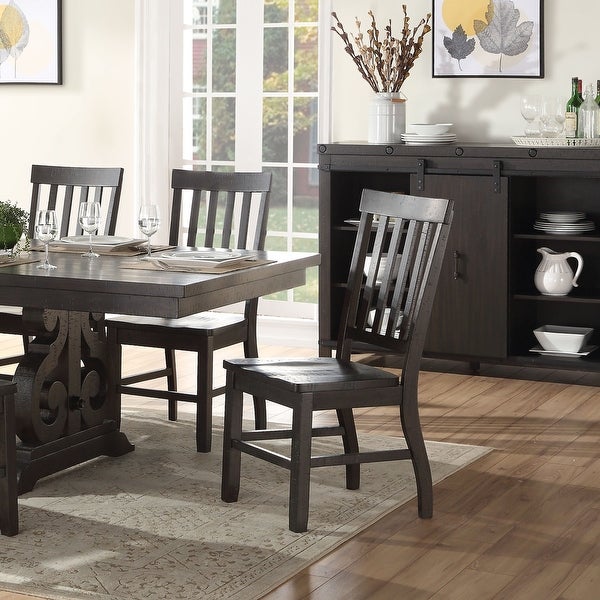 Maisha Side Chair (Set-2) in Rustic Walnut， Wooden Seat and Back