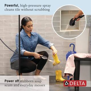 Delta 7-Spray Patterns 4.5 in. Wall Mount Handheld Shower Head 1.75 GPM with Slide Bar and Cleaning Spray in Matte Black 51584-BL