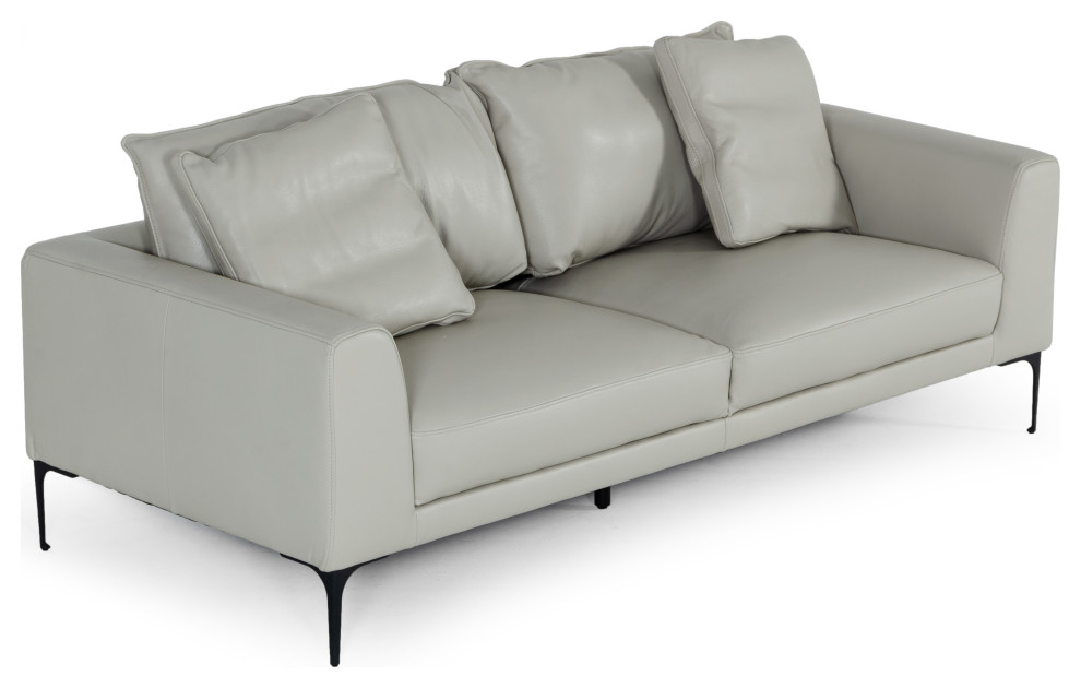 Divani Casa Jacoba Modern Light Gray Leather Sofa   Midcentury   Sofas   by Vig Furniture Inc.  Houzz