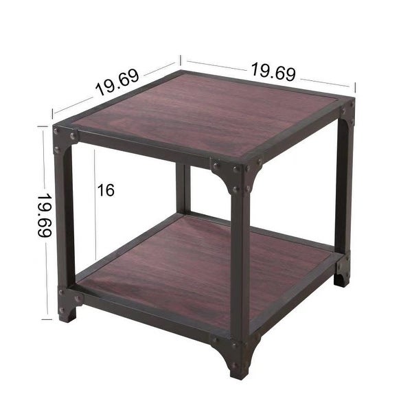 Porch and Den Serah Black Wood and Metal 20-inch Square End Table Set - 20 x 20