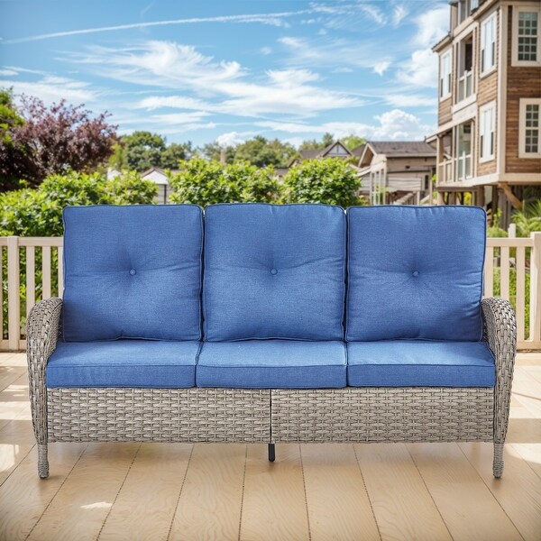 Gymojoy 3Seat Outdoor Wicker Sofa with Professional Outdoor Cushions