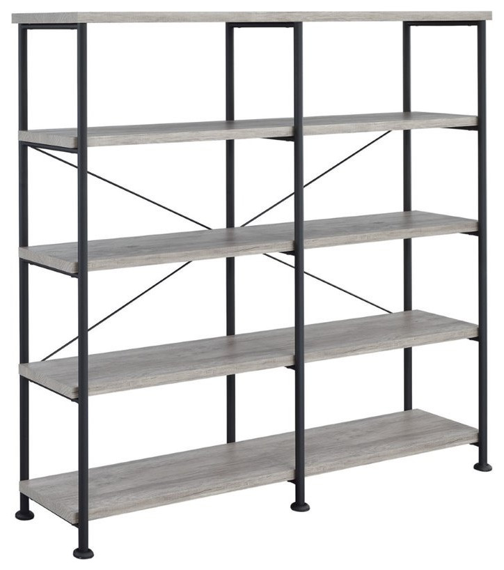 Coaster Analiese 4 Shelf Open Farmhouse Wood Bookcase in Gray   Industrial   Bookcases   by Homesquare  Houzz