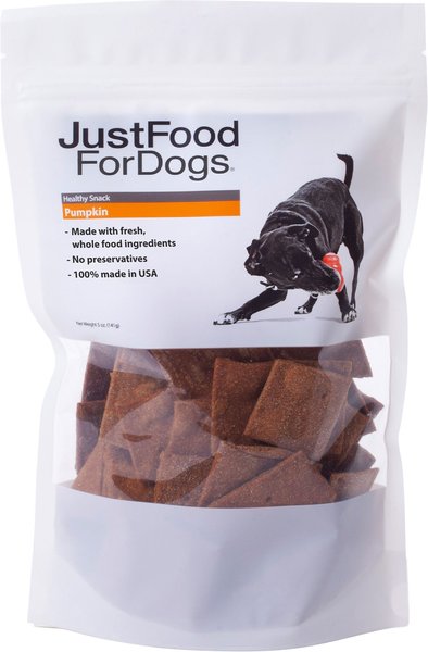 JustFoodForDogs Pumpkin Dehydrated Dog Treats， 5-oz bag