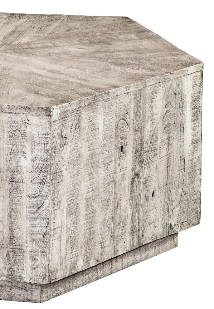 Hеxagonal Rustic Grеy Mango Wood Cocktail Tablе  Plinth   Rustic   Side Tables And End Tables   by Sideboards and Things  Houzz