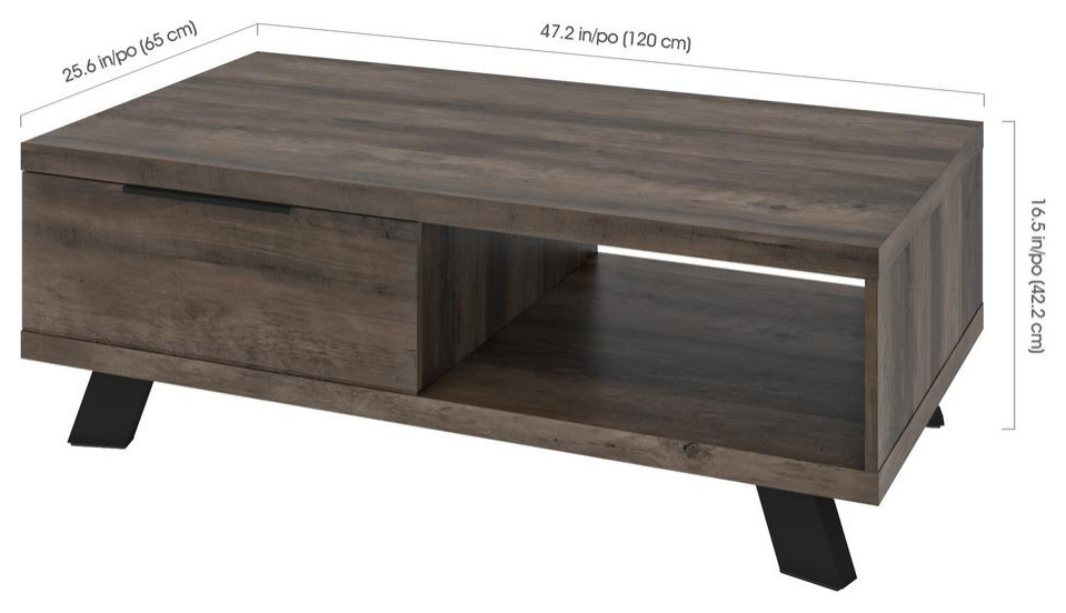 Bestar Auva 48W Coffee Table  buffalo brown   Industrial   Coffee Tables   by BisonOffice  Houzz