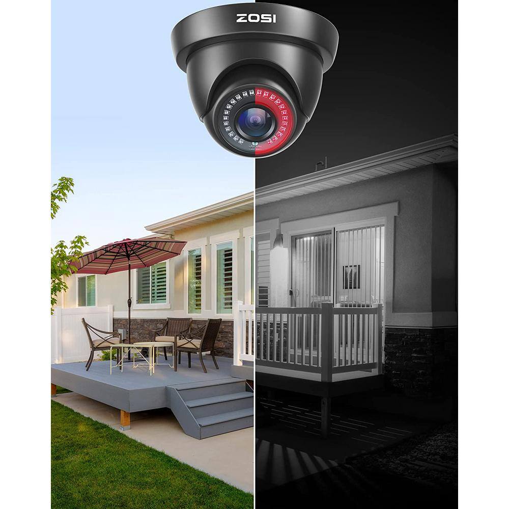 ZOSI Wired 1080p Outdoor Dome Security Camera 4-in-1 Compatible for TVICVIAHDCVBS DVR 1AC-4312C-BS-N