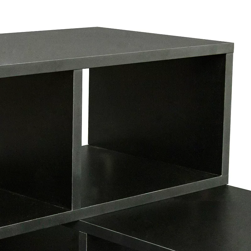 Double L-Shaped TV Stand， Display Shelf， Bookcase for Home Furniture，Black