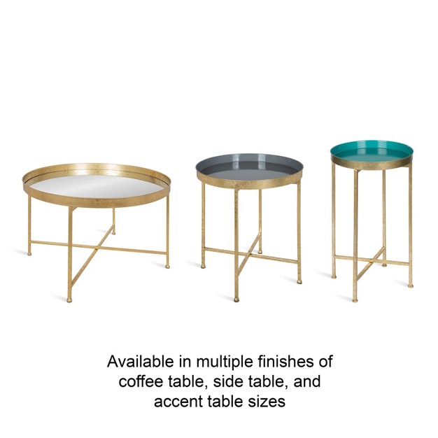 Kate And Laurel Celia Round Metal Foldable Tray Table Set