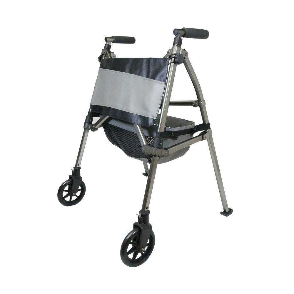 SIGNATURE LIFE Elite Travel Standard 2-Wheeled Walker with Pouch and Basket in Black Walnut 7660-BW