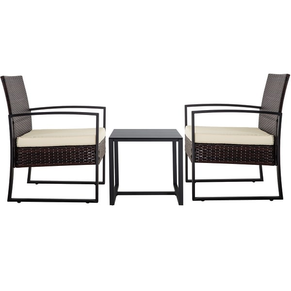 3Pieces Wicker Patio Conversation Set Outdoor Chairs with Cushions