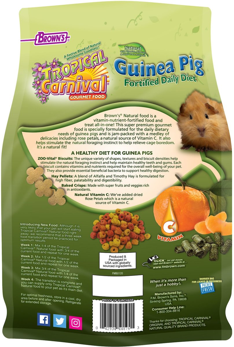 Brown's Tropical Carnival Fortified Daily Diet Natural Guinea Pig Food