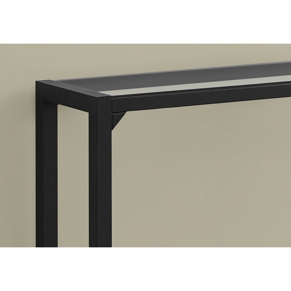 Accent Table， Console， Entryway， Narrow， Sofa， Living Room， Bedroom， Metal， Tempered Glass， Clear， Contemporary， Modern