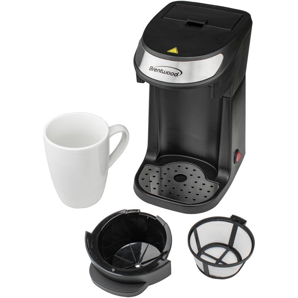 Brentwood 1-Cup Black Single-Serve Coffee Maker with Mug TS-111BK