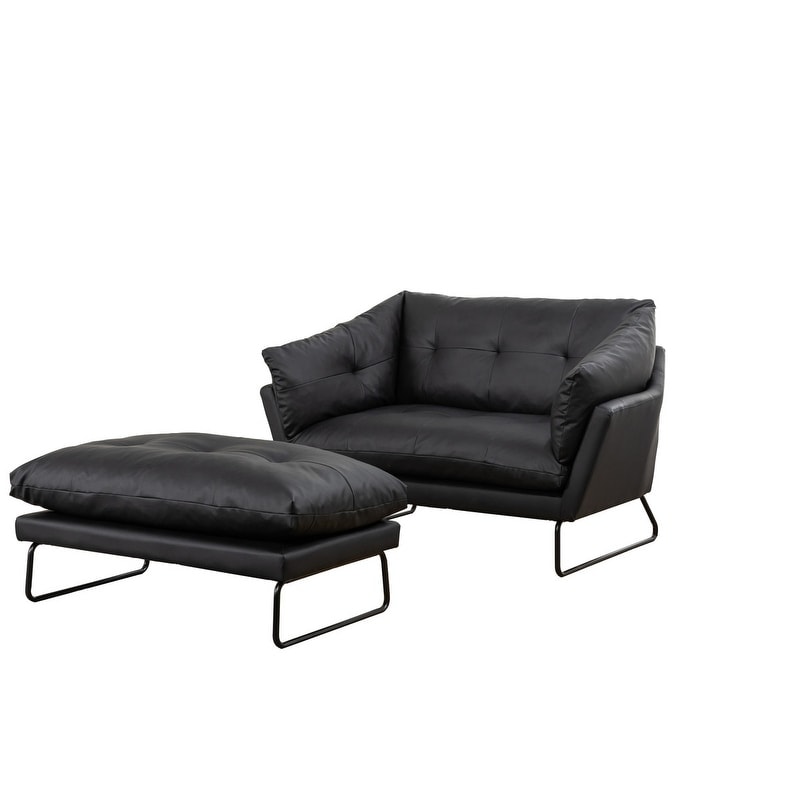 Karla PU Leather Contemporary Loveseat and Ottoman