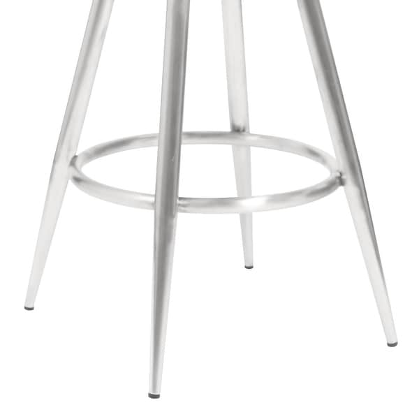 Amador Barstool in Brushed Stainless Steel and Vintage Grey Faux Leather