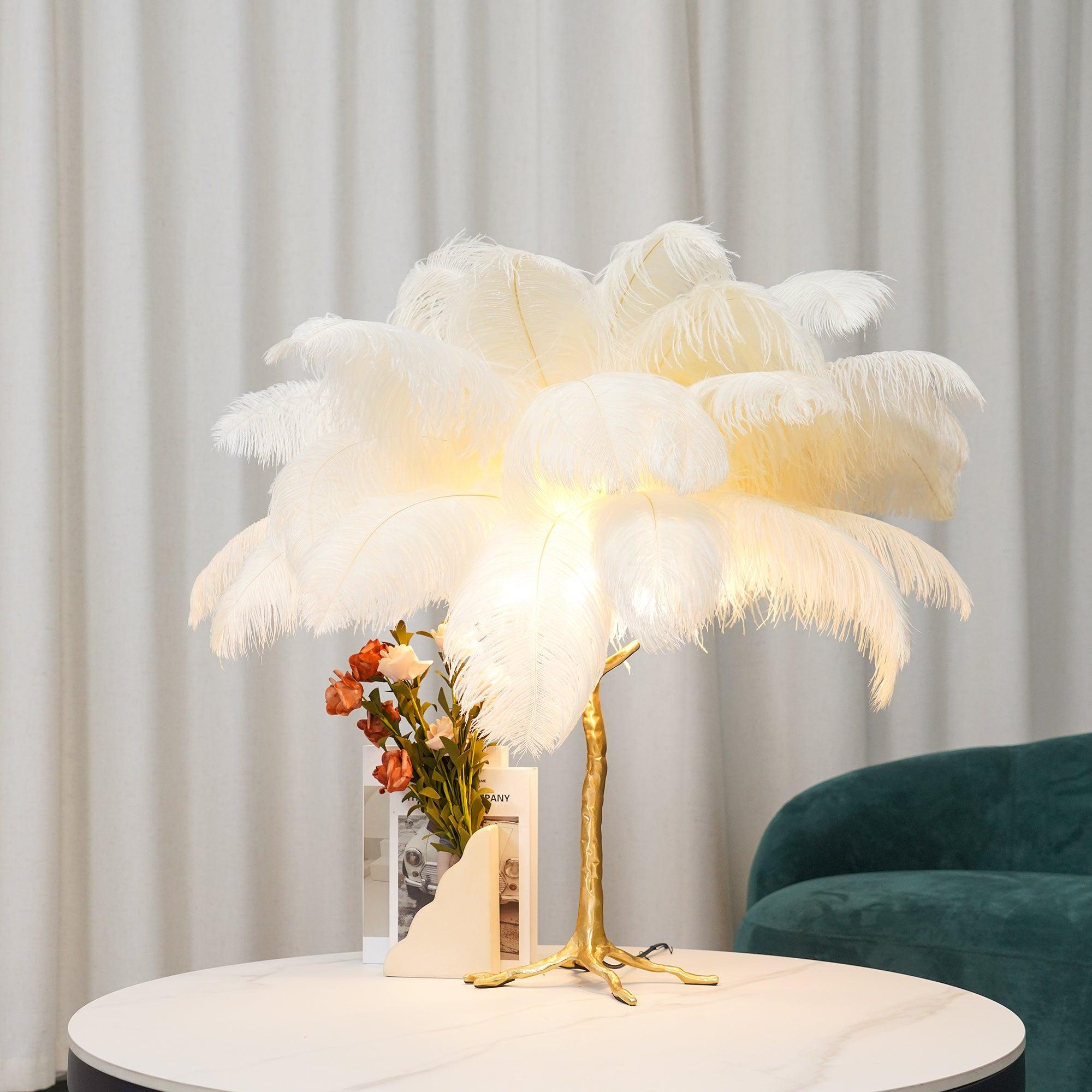 Ostrich Feather Table Lamp