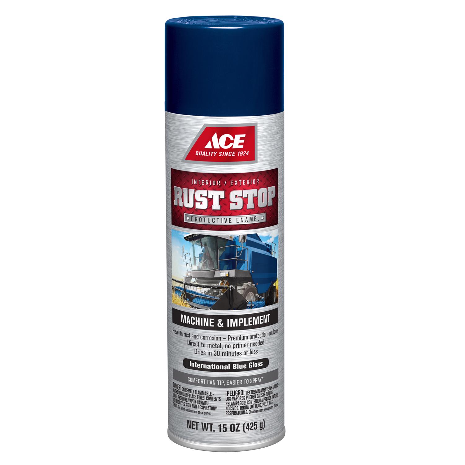 Ace Rust Stop Machine \u0026 Implement Gloss International Blue Protective Enamel Spray Paint 15 oz