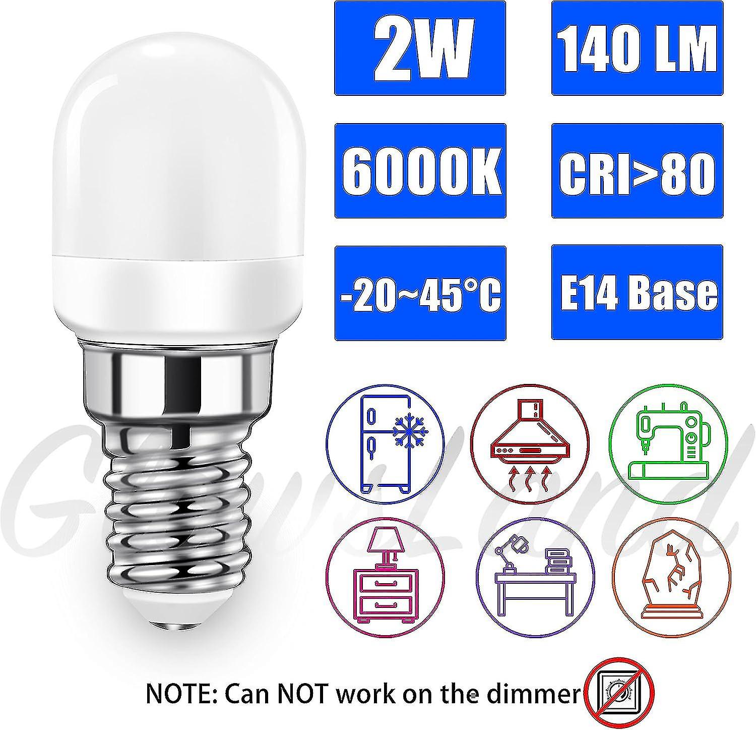 E14 Led Light Bulb For Fridge， 2w Ses Lamp (20w-25w Equivalent)， 140lm， Cool White-6000k Pack Of 4