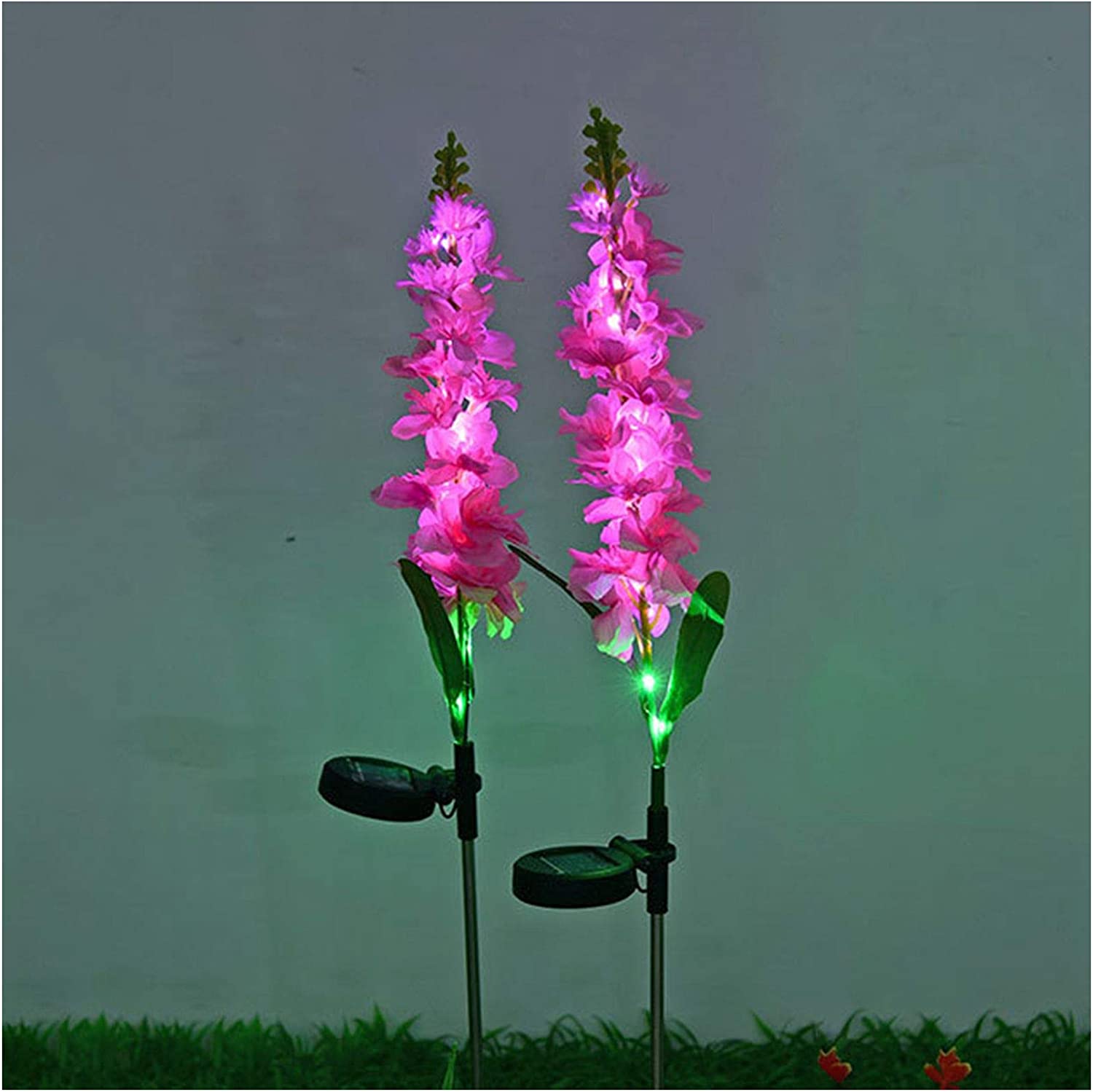 2Pcs Solar Powered Violet Lights Flower Stake， LED Flower Lights for Garden