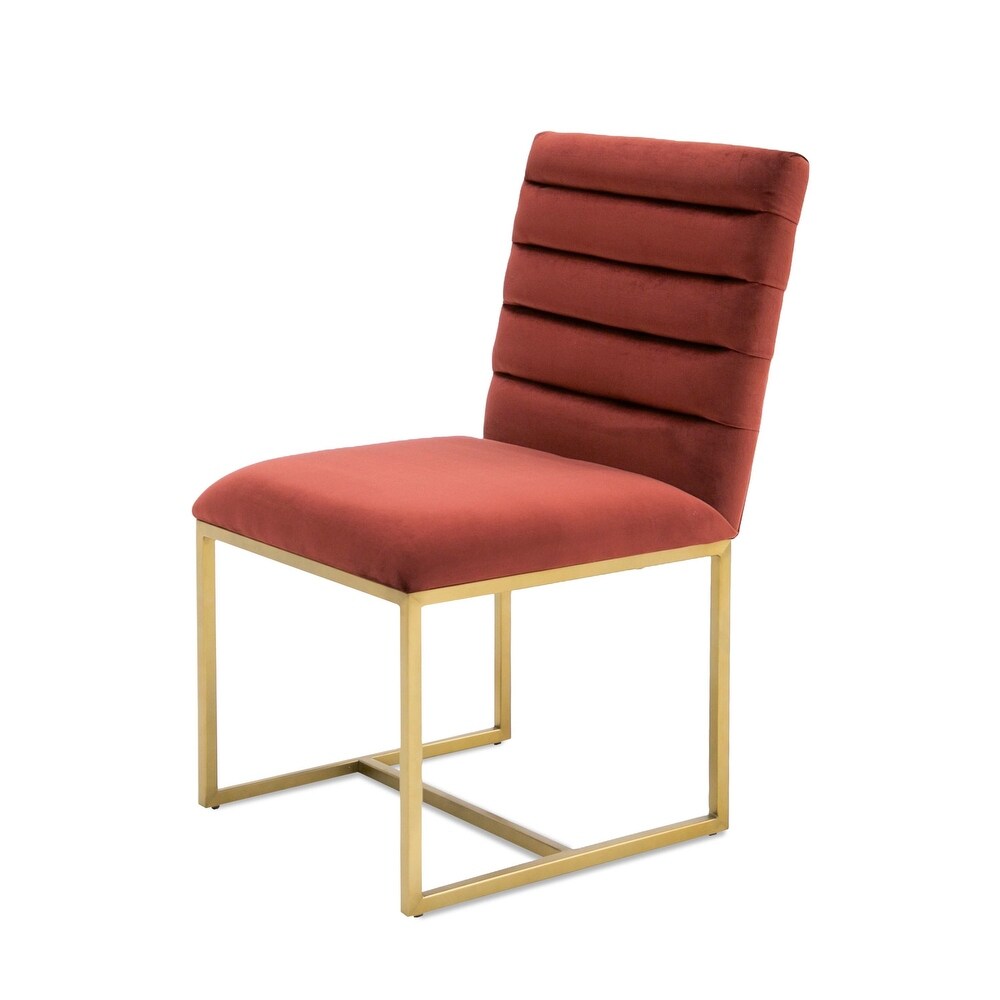 Modrest Barker Modern Red   Brush Gold Dining Chair (set of 2)