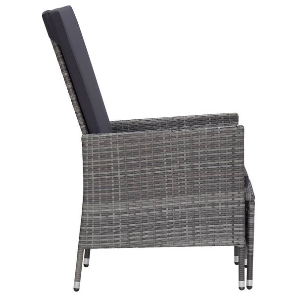 3 Piece Patio Lounge Set with Cushions Poly Rattan Gray - Overstock - 36225889