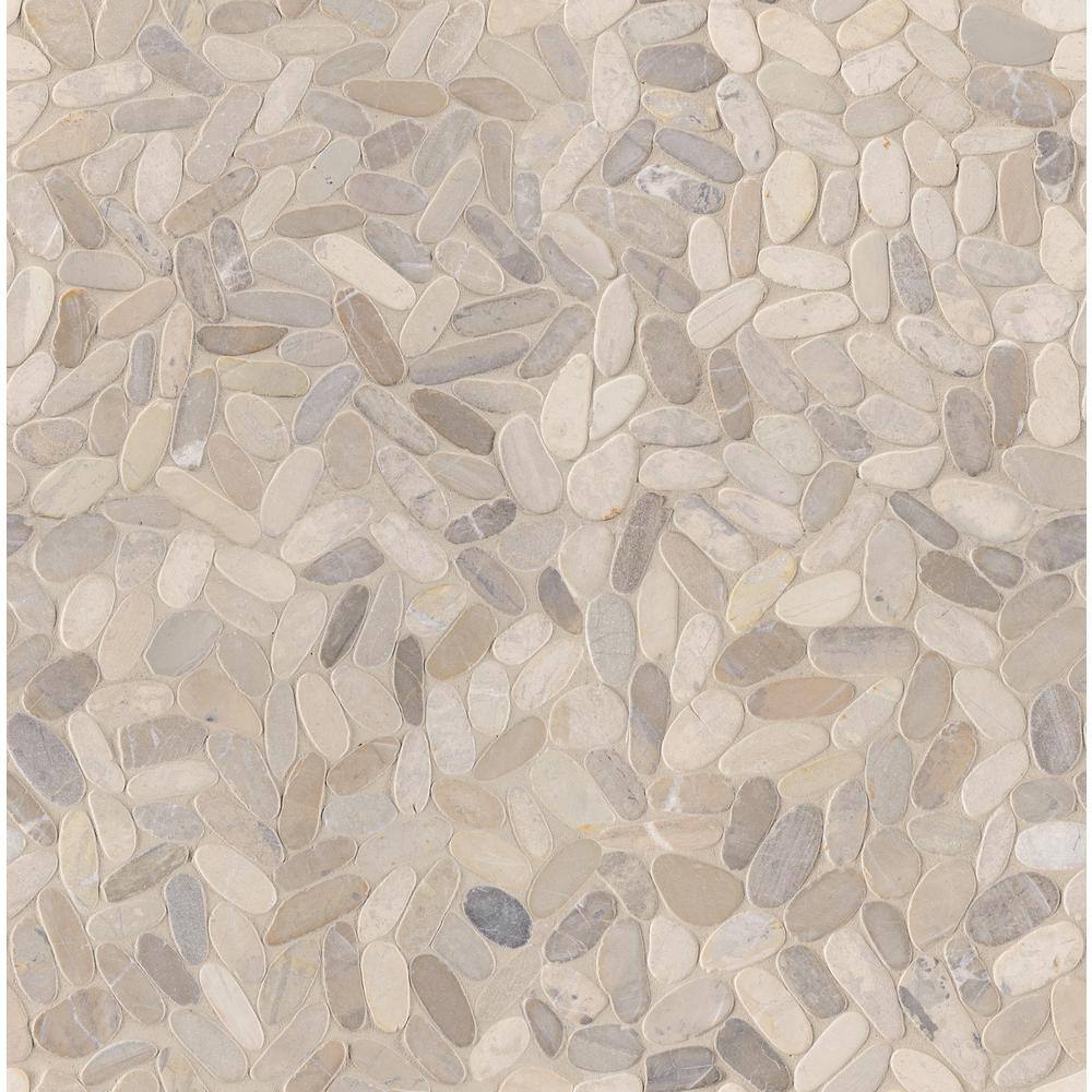 MSI Sliced Pebble Truffle 12 in. x 12 in. Textured Marble Floor and Wall Mosaic Tile (1 sq. ft.Each) PEB-TRUFFLE