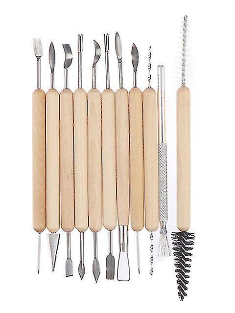 11pcs Clay Sculpting Kit Pottery Tool Ceramic Clay Tools Wooden Handle Polymer Shapers Modeling Carved Tool Craft Kits