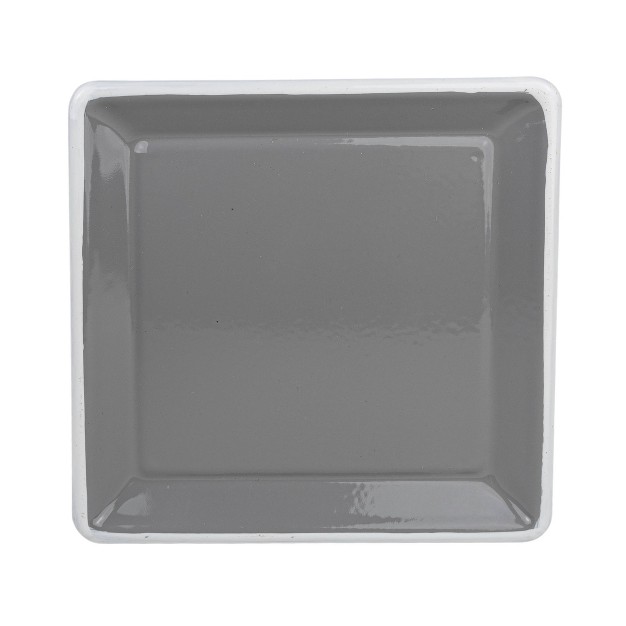 Square Shaped Trinket Tray Gray Metal Foreside Home amp Garden